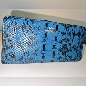 Coach Blue/Black Snake Print Wallet leather